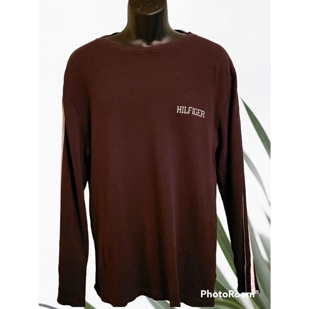 Tommy Hilfiger Brown Long Sleeve Cotton Men's Top Size Medium